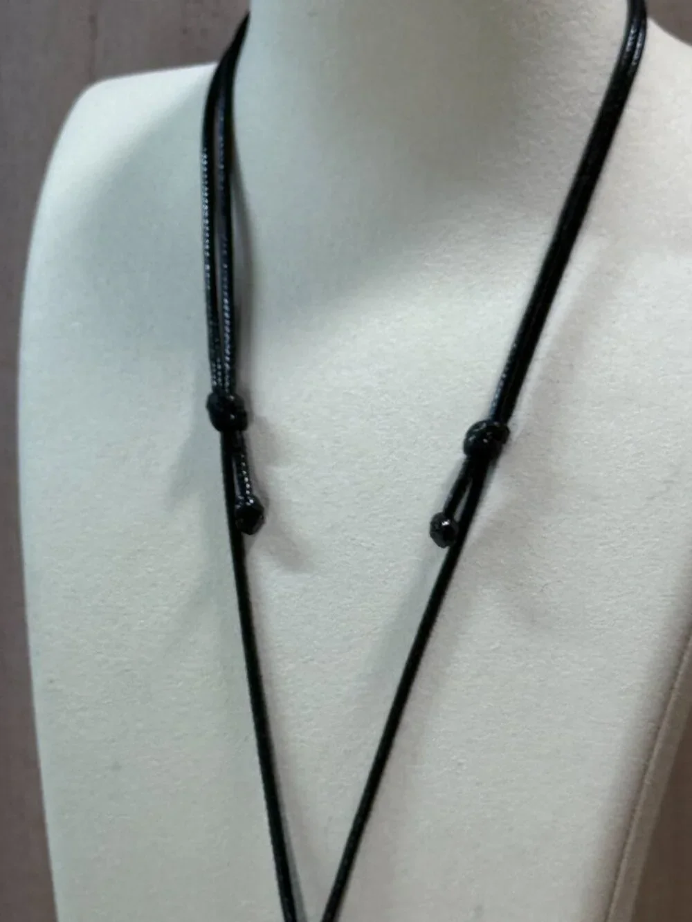 Black Stainless Steel Wolf Tooth Necklace Adjustable Waxed Cord
